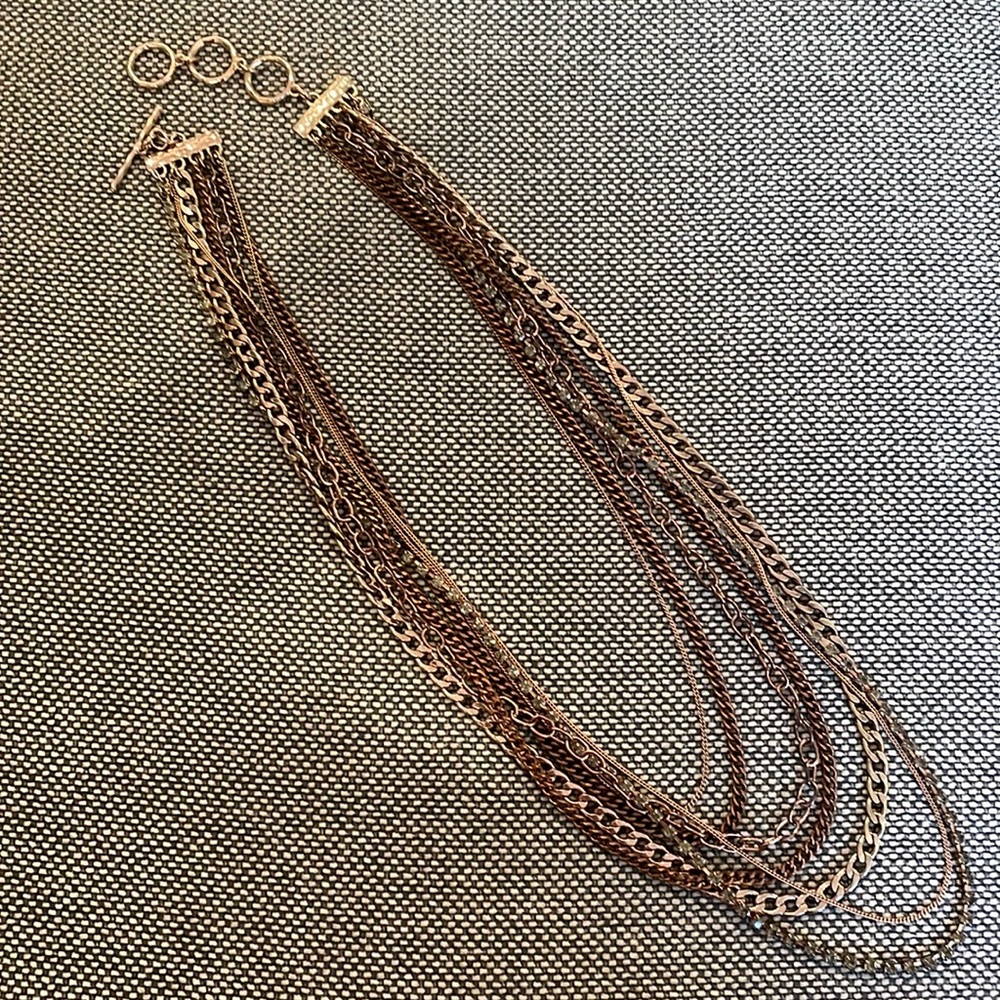 Rose gold statement multi chain necklace